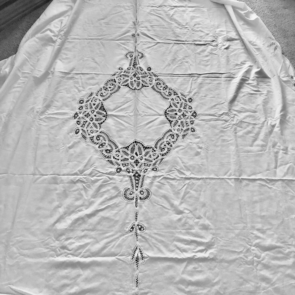 BATTENBERG Vintage Tablecloth XLNT Cond 68"x88”